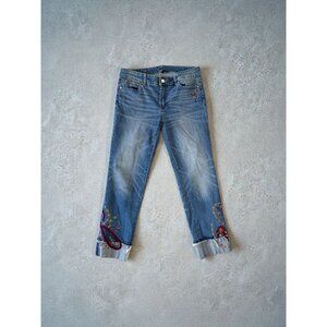 WHITE HOUSE BLACK MARKET WHBM Embroidered Slim Crop Jeans Size 6